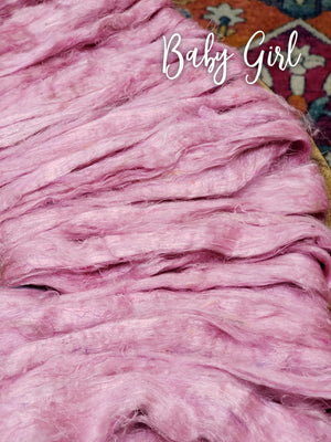 Pulled Sari Silk Roving BABY GIRL - 1 Ounce - Sold by Jessica
