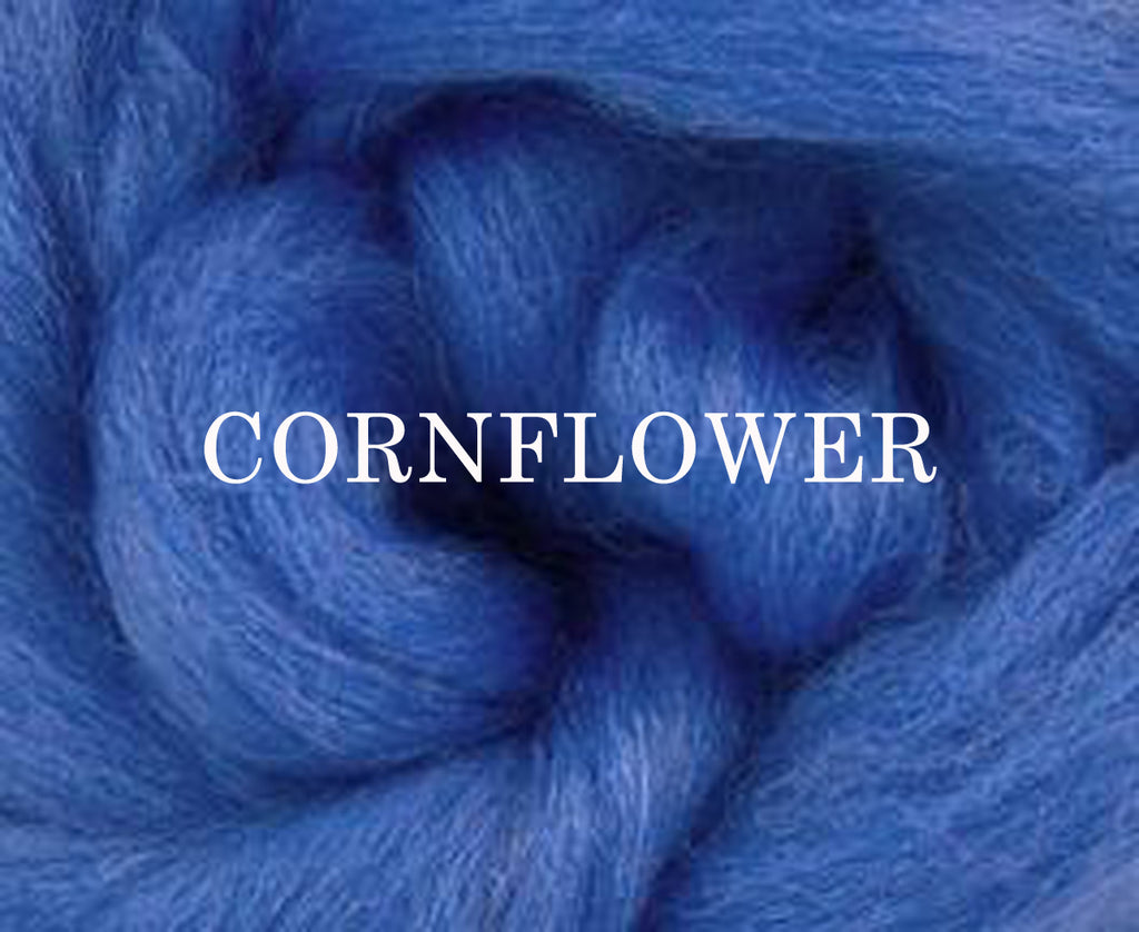 Corriedale Combed Top CORNFLOWER - By the ounce - M