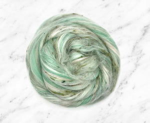 CUCUMBER FIZZ Merino, Viscose Nepps and Tussah Silk Blend  Combed Top -  1 Ounce - Sold by Jessica