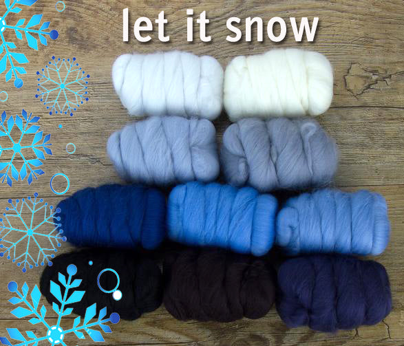 LET IT SNOW 23 micron Merino Combed Top Sampler - 1 Pound and 1 Ounce Group Presale Please give up to three weeks for shipping