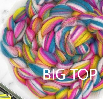BUY 2 OUNCES GET ONE OZ FREE!  BIG TOP 23 micron Merino Blend Combed Top- J