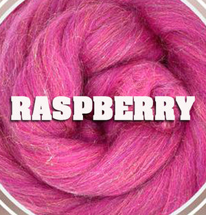 RASPBERRY Ohh Shiny -  Soft 23 micron Merino and rainbow Firestar Blend  - One Ounce - Sold by Jessica