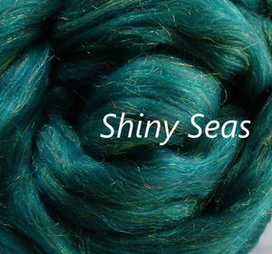SHINY SEAS  Ohh Shiny - 23 micron Merino and Rainbow Firestar Blend - One Ounce - Sold by Jessica