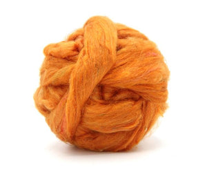 Pulled Sari Silk Roving TANGERINE - 1 Ounce - Sold by Jessica